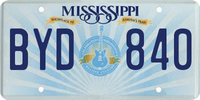 MS license plate BYD840