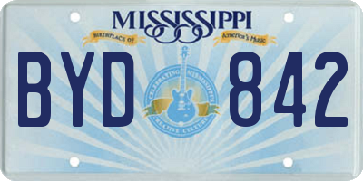 MS license plate BYD842