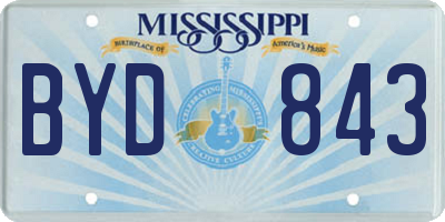 MS license plate BYD843