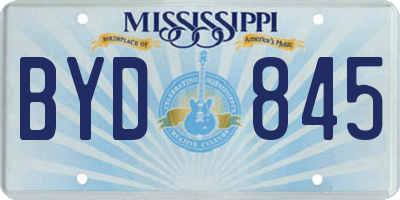 MS license plate BYD845
