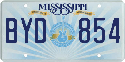 MS license plate BYD854