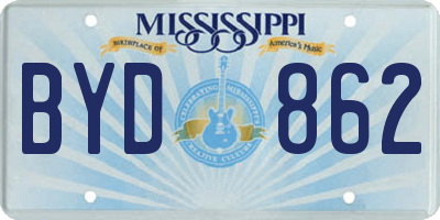 MS license plate BYD862