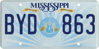 MS license plate BYD863
