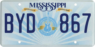 MS license plate BYD867