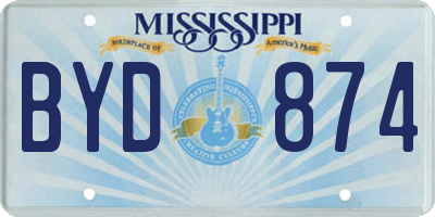 MS license plate BYD874