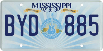 MS license plate BYD885