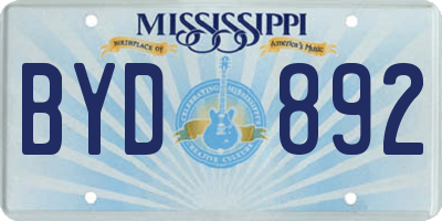 MS license plate BYD892