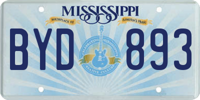MS license plate BYD893