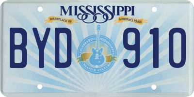 MS license plate BYD910