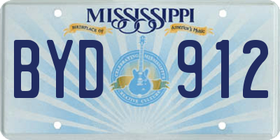 MS license plate BYD912