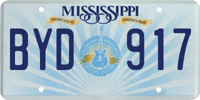 MS license plate BYD917