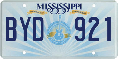 MS license plate BYD921