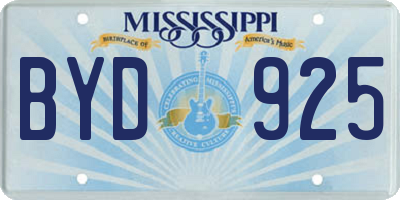 MS license plate BYD925