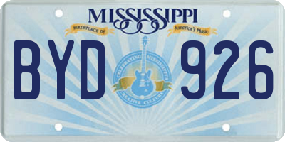 MS license plate BYD926