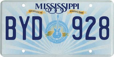 MS license plate BYD928