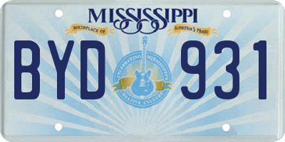 MS license plate BYD931