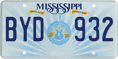 MS license plate BYD932