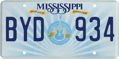 MS license plate BYD934