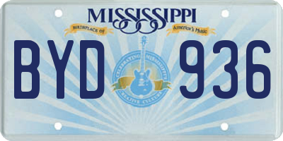 MS license plate BYD936