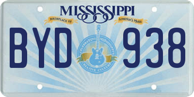 MS license plate BYD938