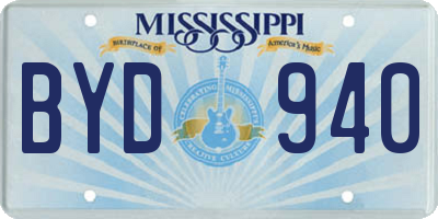 MS license plate BYD940