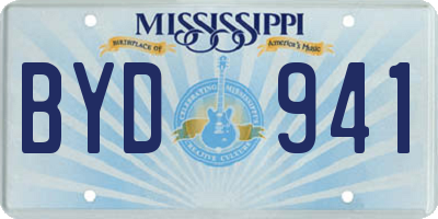 MS license plate BYD941