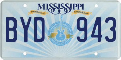 MS license plate BYD943