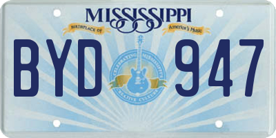 MS license plate BYD947