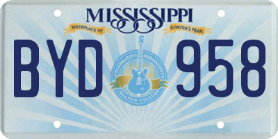 MS license plate BYD958