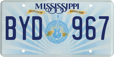 MS license plate BYD967