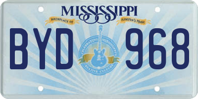 MS license plate BYD968