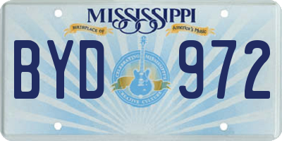 MS license plate BYD972