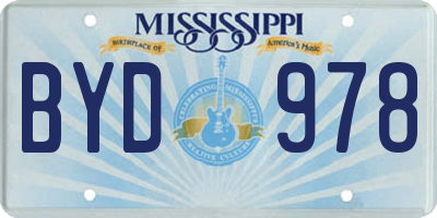 MS license plate BYD978