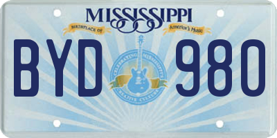 MS license plate BYD980