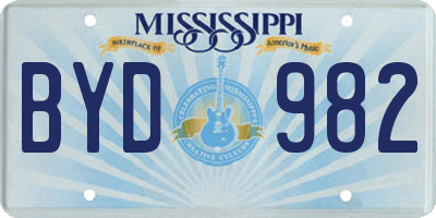 MS license plate BYD982