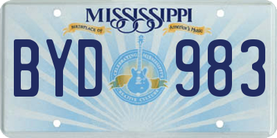 MS license plate BYD983