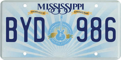 MS license plate BYD986