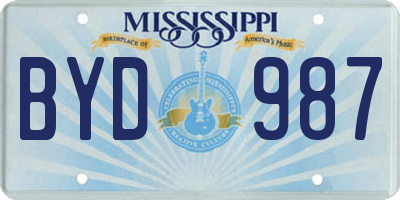 MS license plate BYD987