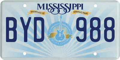 MS license plate BYD988