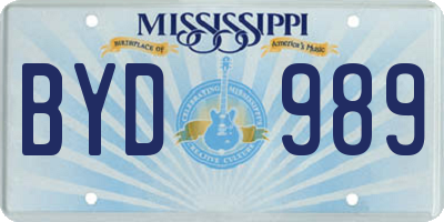 MS license plate BYD989