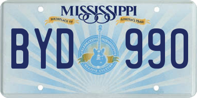 MS license plate BYD990