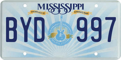MS license plate BYD997