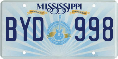 MS license plate BYD998