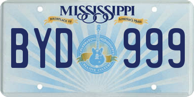 MS license plate BYD999