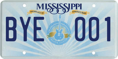 MS license plate BYE001