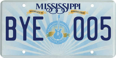 MS license plate BYE005