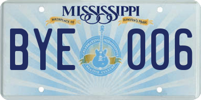 MS license plate BYE006