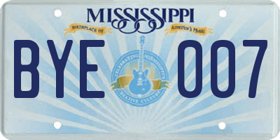 MS license plate BYE007