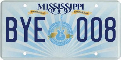 MS license plate BYE008