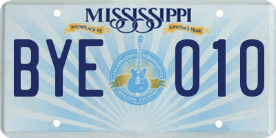 MS license plate BYE010